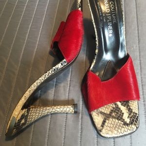 Vintage Donald Pliner Red/Snakeskin Heels.